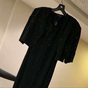 COPY - Black St. John gown & shrug w/ leopard detail NWT!